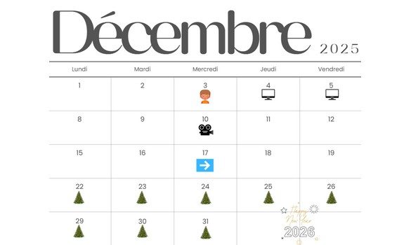 Planning de décembre 2025